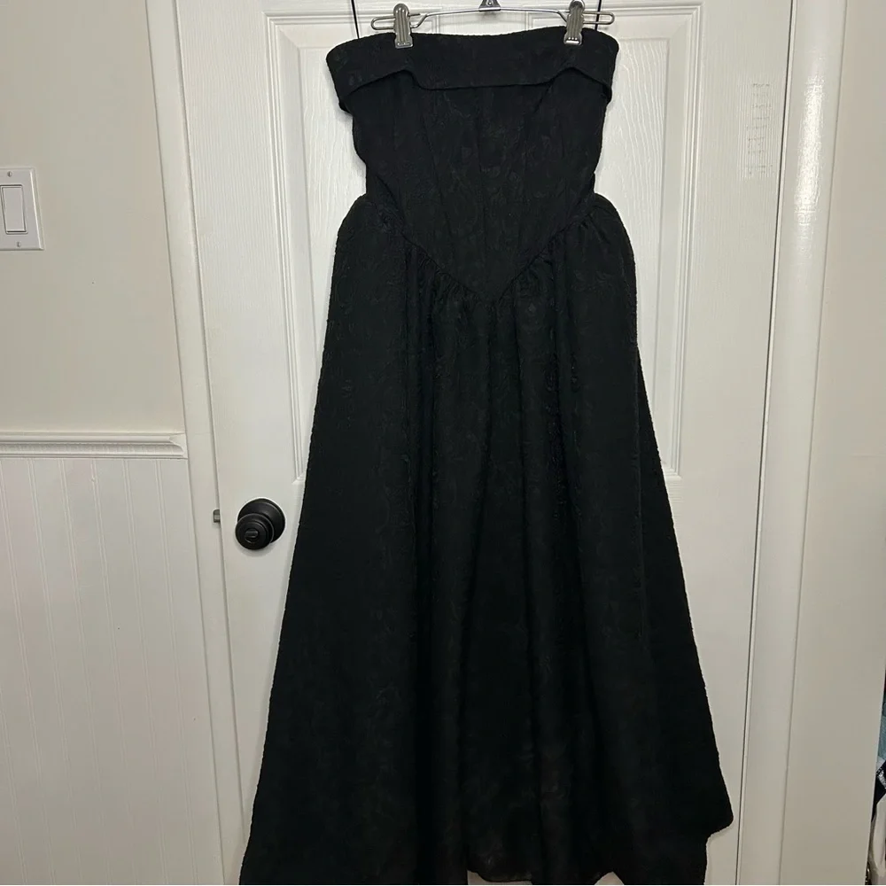 BHLDN Jacquard Strapless Basque-Waist Corset Fit & Flare Gown - Picture 3 of 16
